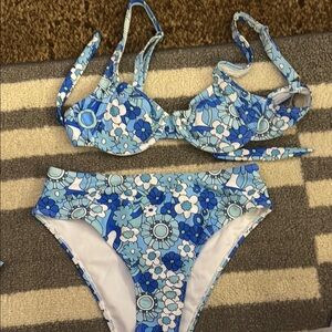 Floral Blue Bikini Set